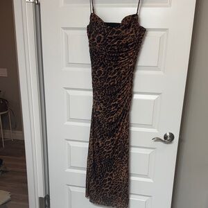 Zara Brown and Black Leopard Print Maxi Dress
